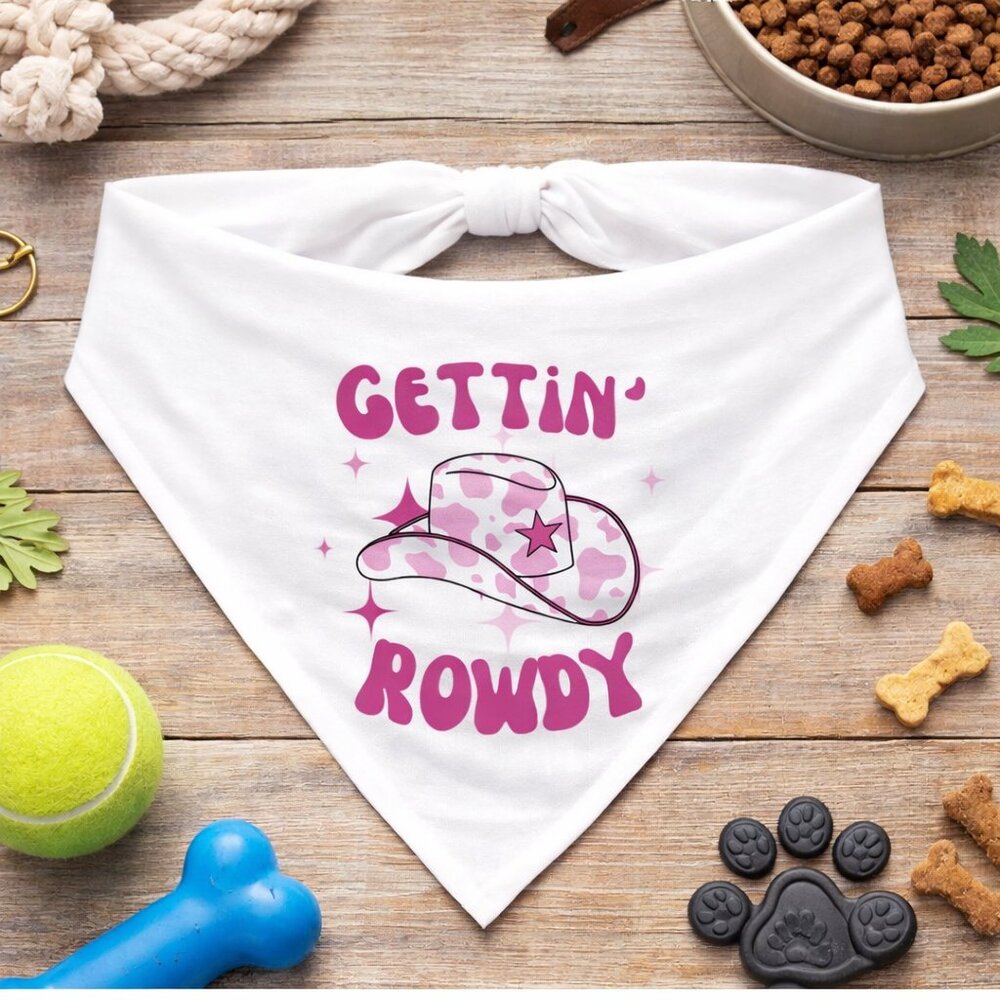 Getting Rowdy Western White Custom Handmade Pet Bandana